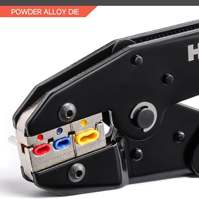 HKS Crimping Tool For Insulated Electrical Connectors - Ratcheting Wire Crimpers - AWG 22-10 (0.5-6.0mm²) - Ratchet Terminal Crimper - Electrical Crimping Tool