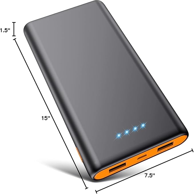 Portable Charger Power Bank 26800mah,Ultra-High Capacity Safer External Cell Phone Battery Pack,2 USB Output High Speed Charging Power bank Compatible with iPhone 15/14/13/12 Samsung Android LG-Orange