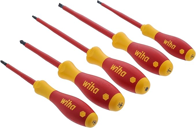 Wiha 32059 5 Piece Insulated SoftFinish Slotted/Phillips/Square Screwdriver Set