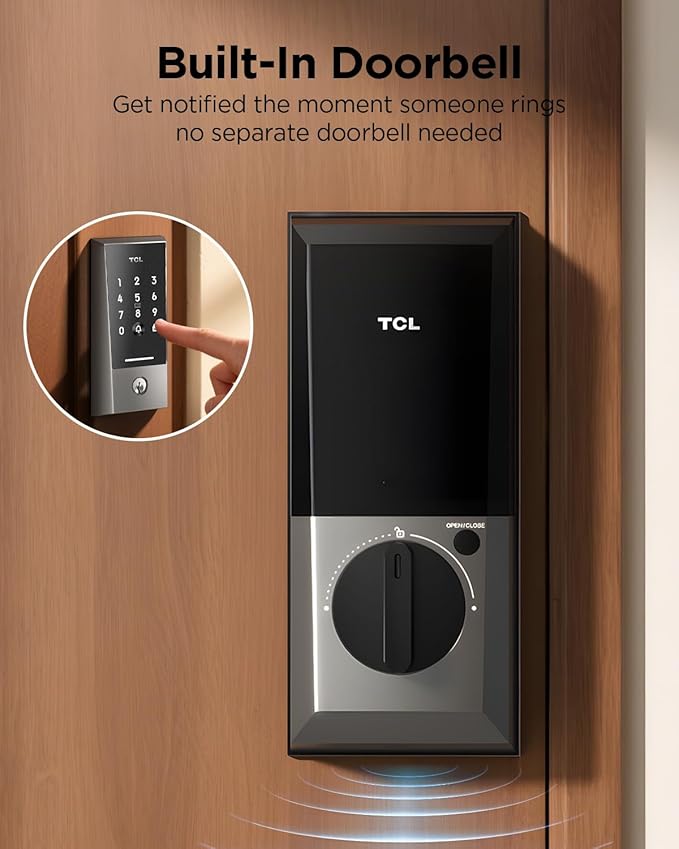 TCL D2 Smart Lock with Built-in Doorbell & WiFi: The Ultimate 2-in-1 Keyless Entry Door Lock for Your Home, APP Remote Control, Compatiable with Alexa&Google Assistant, No Bridge Required