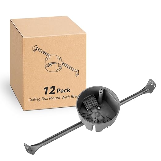 Ceiling Electrical Box with Adjustable Hanger Bar 14" - 23.5", New Work, 20 Cu.in, UL Listed, 12-Pack
