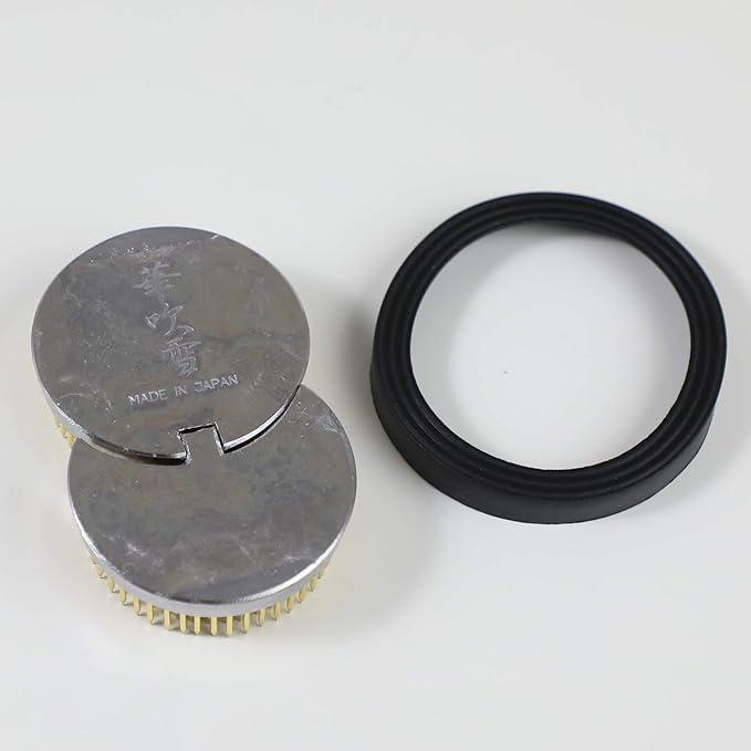 Wazakura Made in Japan Ikebana Tool Kit - Ikenobo Scissors + Sun and Moon Kenzan Flower Holder, Japanese Floral Arrangement Set, Florist Shears and Pin Frog Gift Box Set - Sun and Moon Kenzan Set