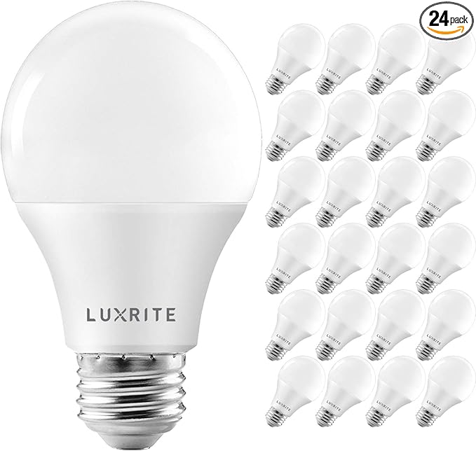 LUXRITE A19 LED Bulb 75W Equivalent, 1100 Lumens, 3000K Soft White, Dimmable Standard LED Light Bulbs 11W, Enclosed Fixture Rated, Energy Star, E26 Medium Base - Indoor and Outdoor (24 Pack)