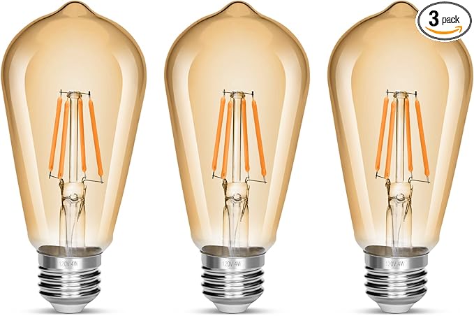 LED Edison Bulb 4W,Antique 40W Vintage Edison Bulb,E26 Light Bulb Non Dimmable Led Bulb 450 Lumens 2300K Amber Warm,Pack of 3