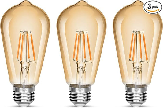 LED Edison Bulb 4W,Antique 40W Vintage Edison Bulb,E26 Light Bulb Non Dimmable Led Bulb 450 Lumens 2300K Amber Warm,Pack of 3