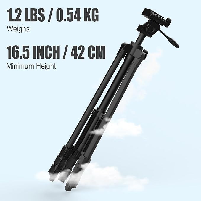 55-inch Lightweight Aluminum Laser Level Tripod Stand with Bubble Level, Quick Release Plate with 1/4"-20 Screw Mount for Laser Line Leveling