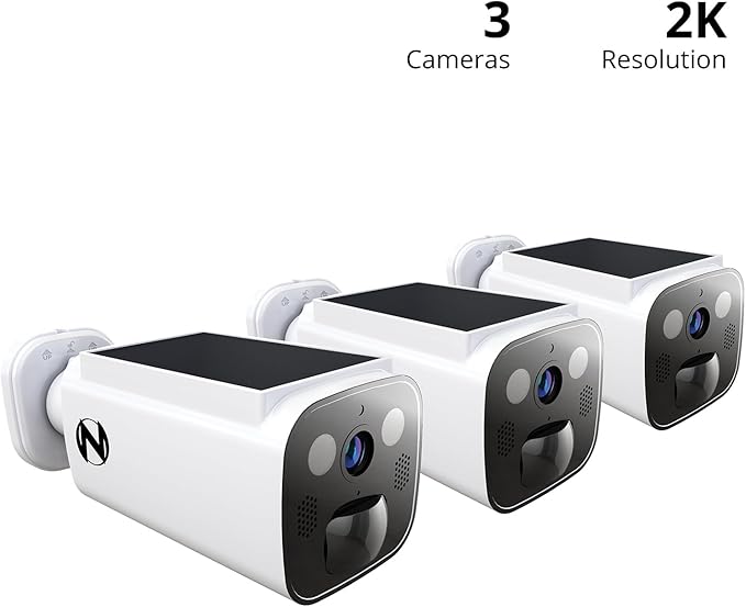 Night Owl® 2K Battery Solar Powered Camera with Spotlight and 2-Way Audio - 3 Pack - White