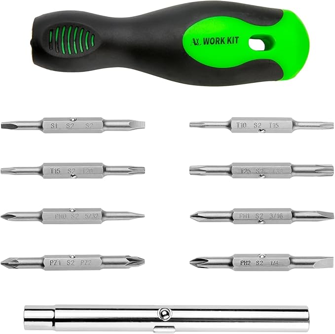 16-in-1 Multi-bit Screwdriver Set Tool All in One, Portable Multi-Purpose Screwdriver, Slotted/Philips/Pozi/Torx/Square,Nut Driver
