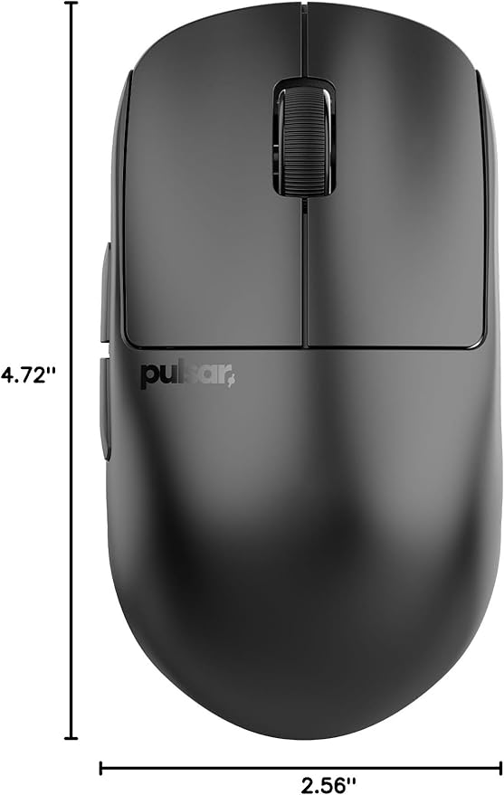 Pulsar Gaming Gears X2H Wireless Gaming Mouse, Ultra Lightweight 1.90 oz (54 g), Symmetrical, Optical Switch, 2.4 Ghz 1 ms, 26000 DPI, PAW3395 Sensor (Medium, Wireless, Black)