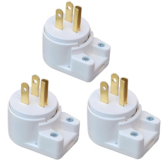 USA Canada Nema 5-15P 15AMP 125V Household 3 Pole DIY Right Angle AC Plug 90 Degree 12 Directions Adjustable Plug White ETL Listed (3)