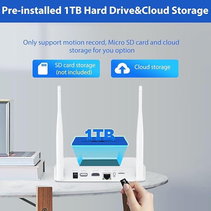 Hiseeu Solar Powered Wireless Security Camera System Outdoor, 10CH 4K NVR, AI Human Detection, 2-Way Audio, 4MP Security Solar Battery Cameras with Color Night Vision, IP66 Waterproof, 1TB HDD