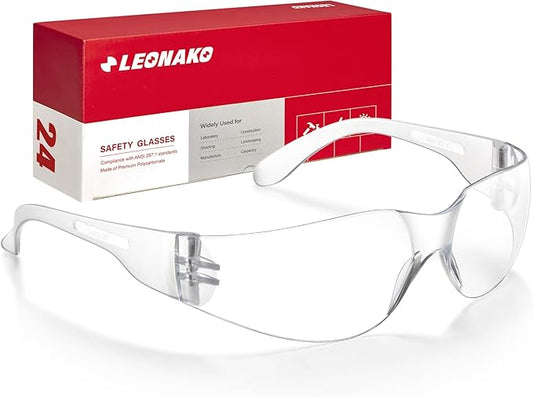 Clear Safety Glasses for Men Bulk of 24, Safety Goggles with Polycarbonate ANSI Z87.1 Impact Resistant Lens, Anti Scratch Protective Eyewear