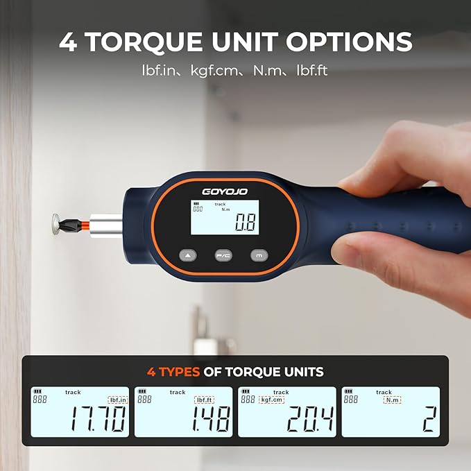 Digital Torque Screwdriver 1.77–17.7 in-lbs, with Strong Magnetic Bits, Buzzer, 999 Data Storage, 1/4" Drive Adjustable Torque Wrench Screwdriver Set for Gunsmithing, Electrician, Repairs and Mounting