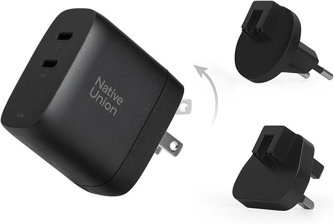Native Union Fast GaN Charger PD 67W – Ultra-Compact Multi-Device Power Delivery Enabled USB-C Charger Up to 67W – for MacBook Pro, iPads, iPhones, Pixel, Galaxy & Other Type-C Devices (Black)