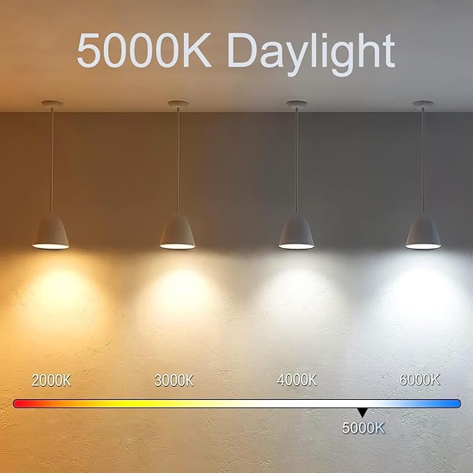 3.2 Inch 5000K Daylight White E26 LED Bulb 60 Watt Equal, AC 120V 600LM Edison Bulbs Dimmable, 6W T10 T30 Filament Light Bulbs Clear Glass for Fan Pendant Wall Light, UL Listed-6 Pack