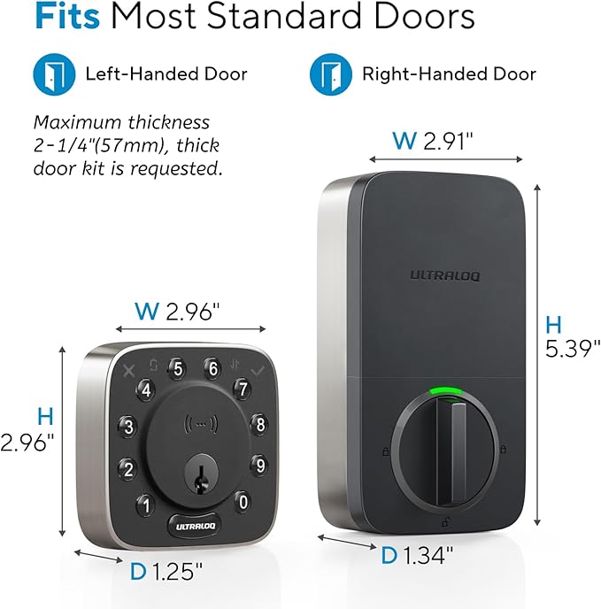 ULTRALOQ 2025 Upgrade Bolt NFC Smart Door Lock, Built-in WiFi Deadbolt 6-in-1 Keypad Keyless Entry Door Lock & Door Sensor,Auto Unlock,IP65 Waterproof,Easy Installation,BHMA Grade AAA