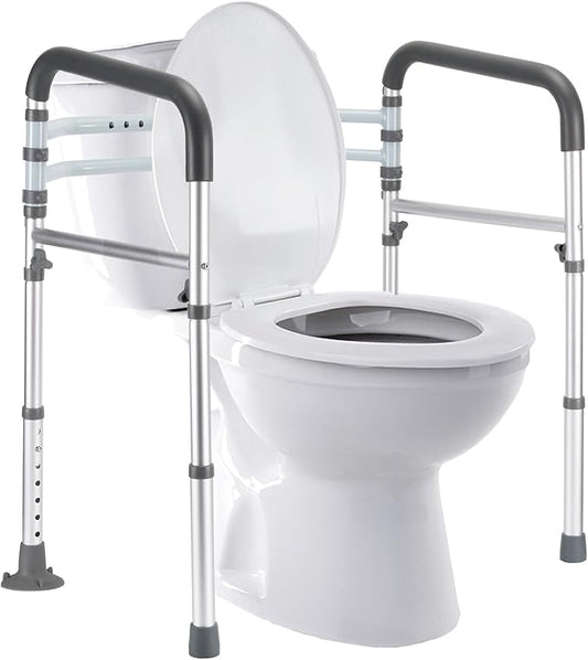 Toilet Safety Rails, Adjustable Toilet Frame for Elderly, Seniors, Handicap & Disabled, Foldable Handicap Toilet Handles Fit Any Toilets (300 LB)