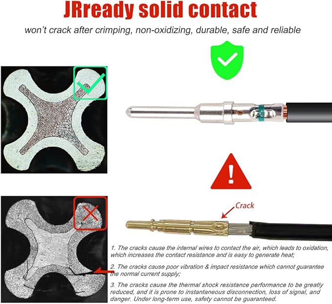 JRready ST6260 DTM Series Connector Closed Barrel Terminals Kit Size 20 Solid Contacts 40 PCS Male 0460-202-20141 and 40 PCS Female 0462-215-20141 for Deutsch 22-20 Awg Barrel Connector