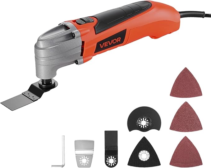 VEVOR Oscillating Tool Multitool, 2.2Amps 22,000 OPM Electric Oscillating Multi Tool Kit Corded with 2.8° Oscillating Angle, 7PCS Saw Accessories for Cutting, Scraping, Sanding, Floor Stripping