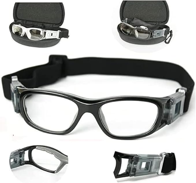 BLUE CUT Safety Basketball Goggles For Kids for Outdoor Sports Activities Anti Fog Replaceable to Prescription Lenses