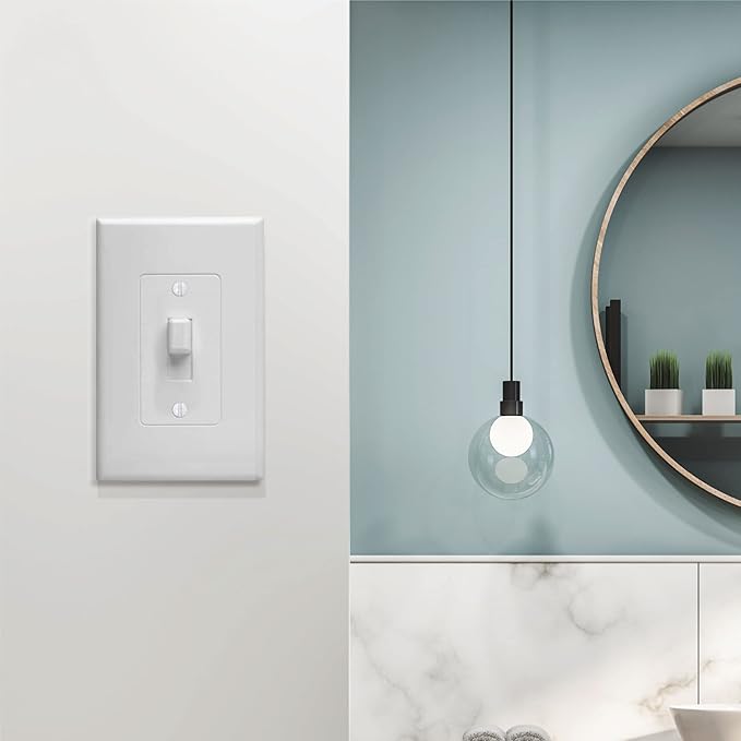 Taymac 2600W Masque Revive Polycarbonate White 1-Gang Cover & MW2570W Masque 1-Gang Decorator Style Toggle Switch Cover-Up Wall Plate, 5-Pack, White