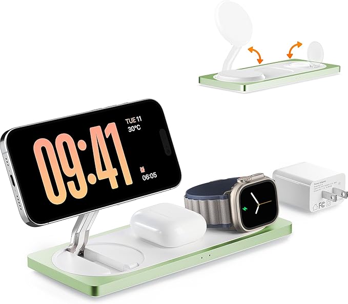 3 in 1 Charging Station for Apple Devices: Used for iPhone and Watch Charging Station with Magsafe Charger Stand, Wireless Charger for iPhone 16/15/14/13/12, Apple Watch 1-9/Ultra, AirPods 3 Pro