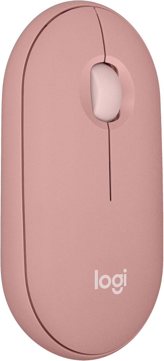 Logitech Pebble Mouse 2 M350s Slim Bluetooth Wireless Mouse, Portable, Lightweight, Customizable Button, Quiet Clicks, Easy-Switch for Windows, macOS, iPadOS, Android, Chrome OS - Tonal Rose