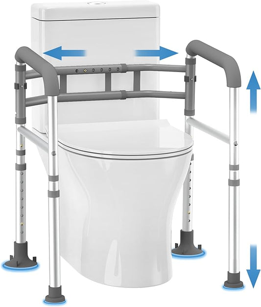 Delog Toilet Safety Rails 350 lb FSA/HSA Eligible Height-Adjustable Toilet Frame Width-Adjustable Toilet Handles Foldable Toilet Rail Provides Support for Seniors