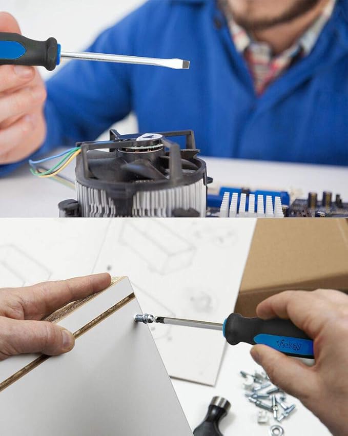 Magnetic Screwdrivers Set, 6 Pieces Slotted & Phillips Screwdriver with Permanent Magnetic Tips, Ergonomic Comfortable Handle,Rust Resistant Heavy Duty DIY Hand Tool Kit for Craftsman Repairing, Blue