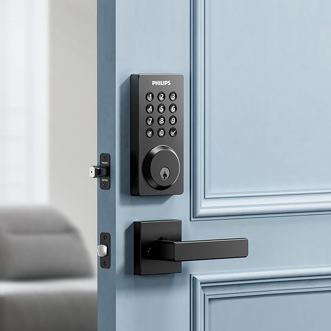 Philips WiFi Smart Door Lock, Smart Locks for Front Door, Keyless Entry Door Lock, Smart Lock Keypad Deadbolt, Buit-in WiFi, APP Remote Access, Compatible with Alexa & Google Assistant, Auto Locking