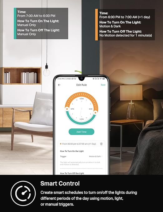 Kasa Smart WiFi Motion Sensor Switch, Single Pole, Needs Neutral Wire, 2.4GHz Wi-Fi Light Switch, Compatible with Alexa & Google Home, UL Certified, No Hub Required(KS200M),White,1-Pack