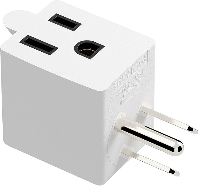 90 Degree Adapter Right Angle USA 3-Prong Male-Female Adapter,90 Degree Angled USA Male Female Power adapter, 5-15P to 5-15R Direction Changer Space Save Adapter White PA-0170R45W