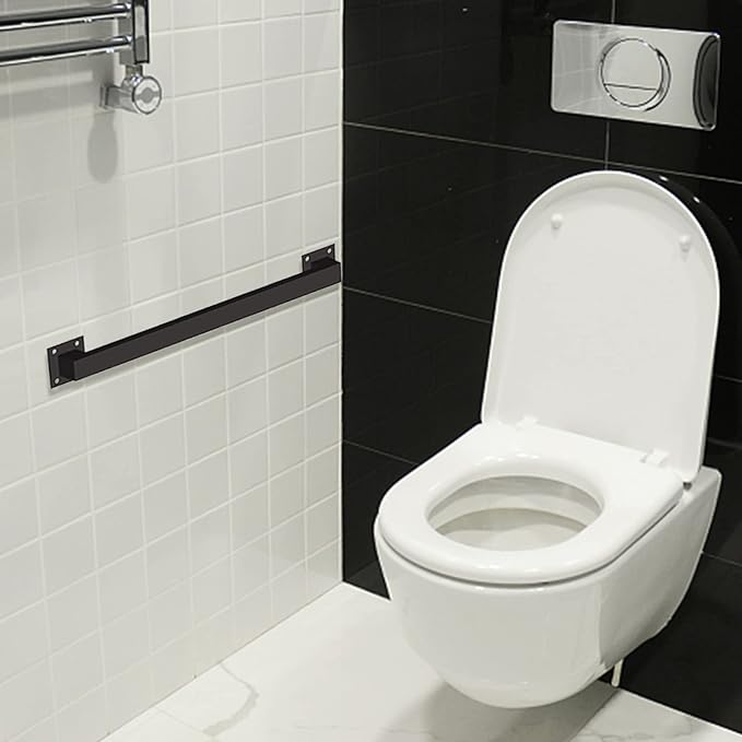 1.3FT Pipe Staircase Handrails, Black Sturdy Safety Wall Mount Support Hand Rails, 500lbs Load Capacity Industrial Iron Railing Pipe Handrail for Indoor Door Pull Handle, Grab Bar, Towel Bar