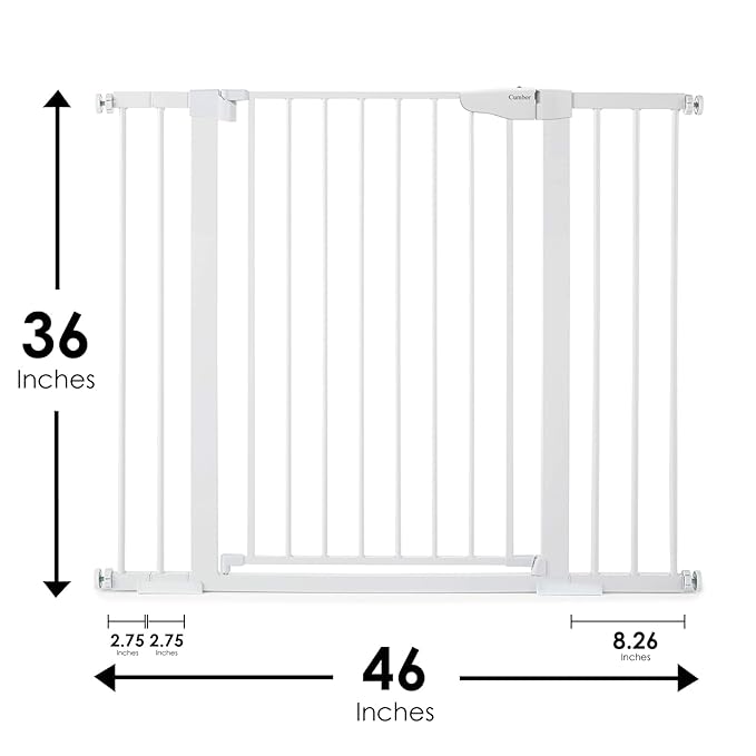 Cumbor 36" Extra Tall Baby Gate for Dogs and Kids with Wide 2-Way Door, 29.7"- 46" Width, and Auto Close Personal Safety for Babies and Pets, Fits Doorways, Stairs, and Entryways, White