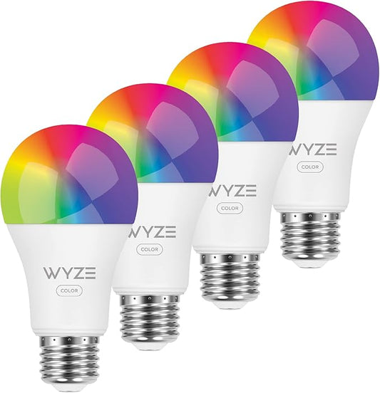 Wyze Bulb Color, 1100 Lumen WiFi RGB and Tunable White A19 Smart Bulb, Works with Alexa and Google Assistant, Four-Pack