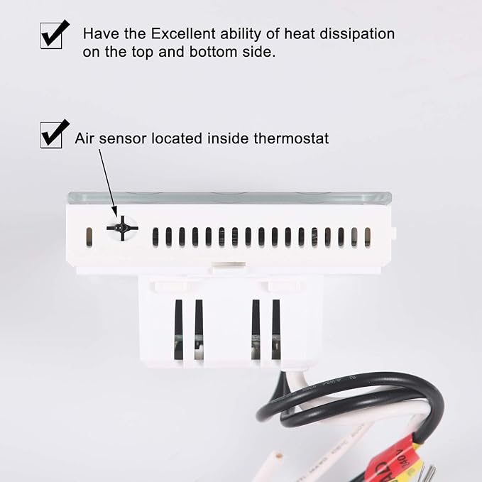 Programmable Thermostat for House Radiant Underfloor Heating, Home Heat Floor Mat Controller self-Adaption AC(120/240V) Voltage, Dual Sensing(Air&Floor Sensor) Built-in Class A GFCI, Power 3600W