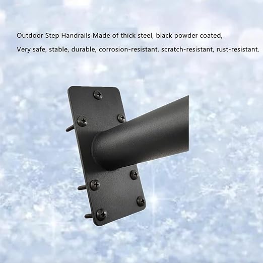 2PCS Wall Mount Hand Railing for 1-2 Step Stairs, handrail for Outdoor Steps, Elderly Handicap Safety Grab Bar for Outdoor Garage Entry Steps Stair Interior Exterior Stairway