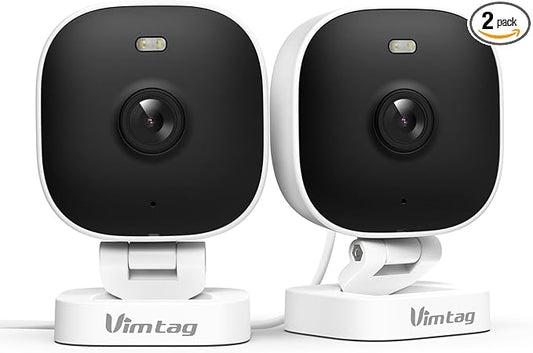 VIMTAG Upgrade 2.5K Security Camera Indoor Outdoor, 2.4G& 5G Color Night Vision Cameras for Home Security Baby Pet Dog Cat with Phone APP, Motion Detection 2-Way Audio, Work with Alexa Cloud, 2 Pack
