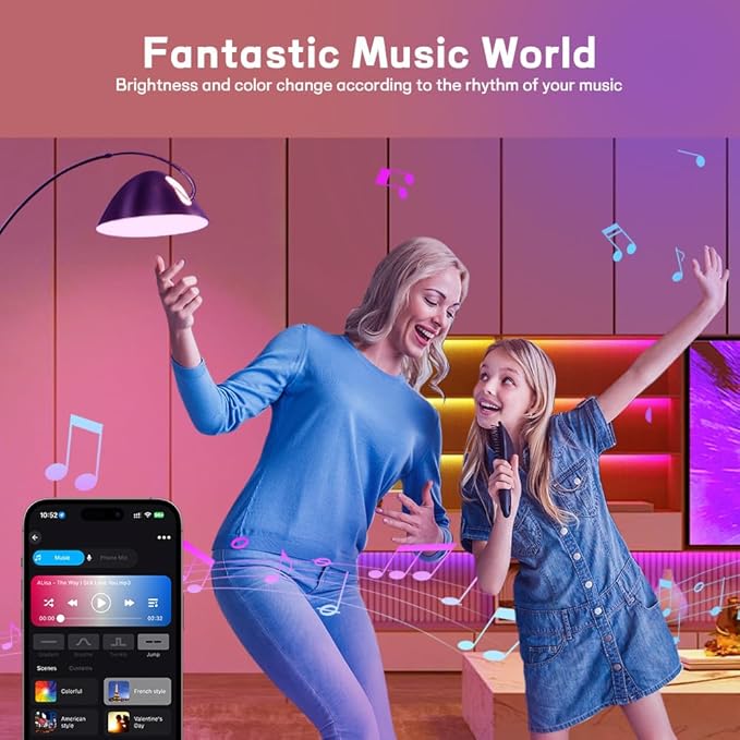 Smart LED Bulbs, Bluetooth Light Bulbs, RGB+CCT Color Changing Light Bulbs with App Control, A19, E26, 10W Music Sync and 8 Scene Mode for Living Room Bedroom Party (Not Support WiFi/Alexa) (1)