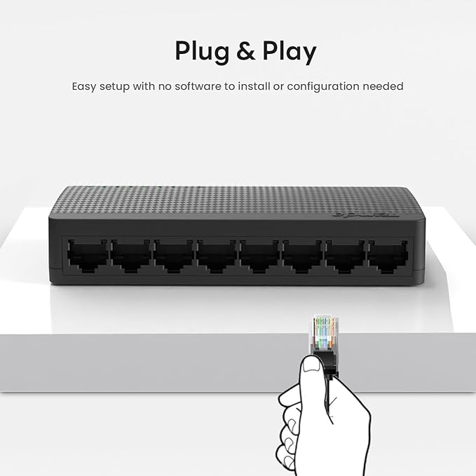 Tenda SG108, 8 Port Gigabit Switch, Unmanaged Home Ethernet Switch, Office Ethernet Splitter, Plug & Play, Plastic Case, Desktop/ Wall-Mount, Fanless Quiet, Limited Lifetime Protection