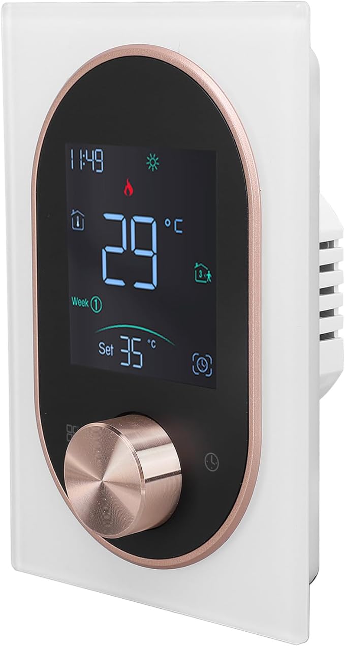 Smart Color Thermostat for Electric Heater LCD Programmable Touchscreen Control for Home Hotel Office with APP, ABS Aluminum Alloy Material (#4)