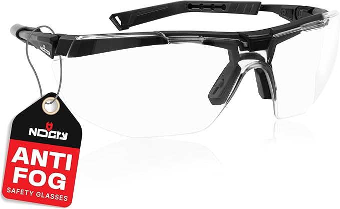 NoCry Anti Fog Safety Glasses for Men and Women – ANSI Z87 Rated, Scratch-Resistant Eyewear with Adjustable Temples and Nose Pad – 100% UV Eye Protection