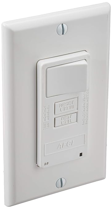 Leviton AFCI/Switch Combination, 15 Amp, Self Test, LED Indicator Light, AFSW1-W, White