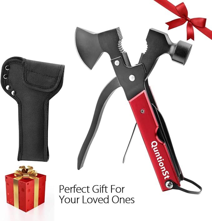 Camping Gear Multitool, Stocking Stuffers for Men, Christmas Mens Gifts for Dad Husband Boyfriend, 16 in 1 Camping Accessories Multitool Hatchet, Camping Tool with Axe,Hammer,Plier,Knife,Bottle Opener