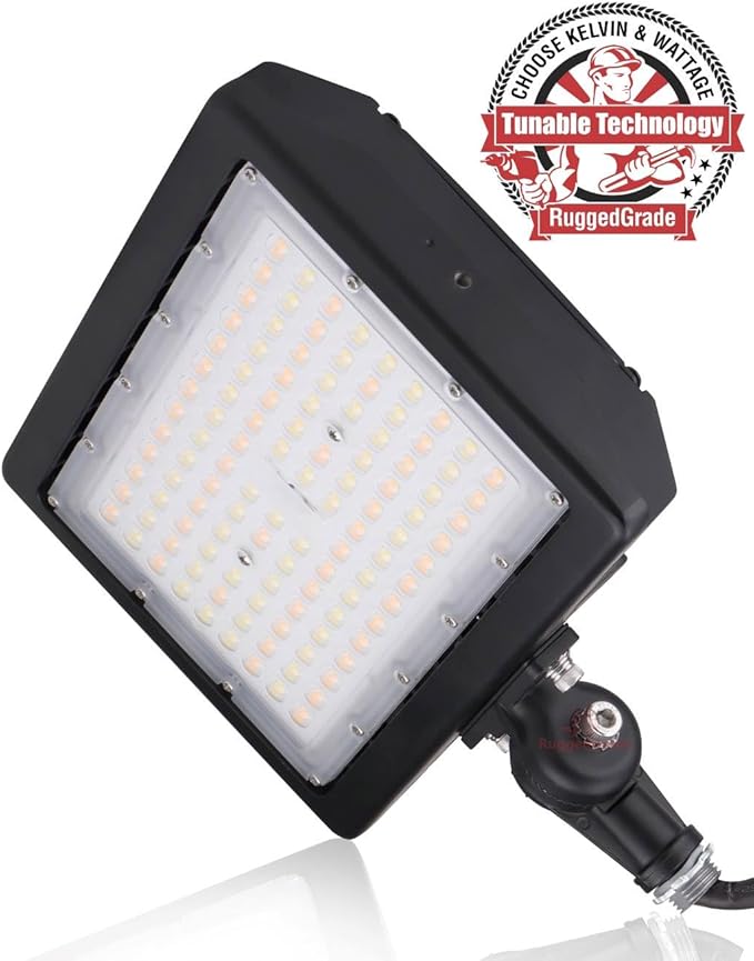 RuggedGrade 90W LED Flood Light | Kivo II CS Series | 5000K | Photocell Sensor | Outdoor Waterproof Security Light | Knuckle Mount | DLC 5.1 Premium