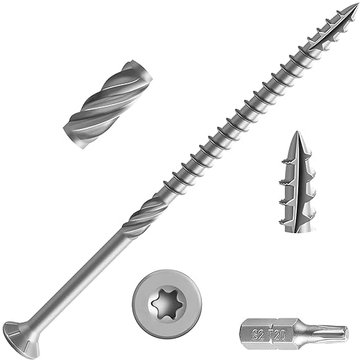 #10 * 4" 304 Stainless Steel Deck Screws, (53pcs) 1 lbs.Exterior Wood Screws, Rust Resistant Epoxy Coated, Bronze, T20 Star Bit