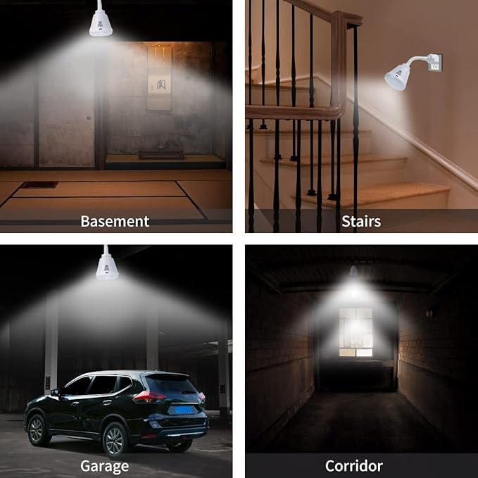 Plug in Motion Sensor Night Light, LED Infrared Sensor Light 6W Light AC 85-265V PIR Infrared Sensor Motion Detector Light Bulb Lamp (Warm Light, US Plug)