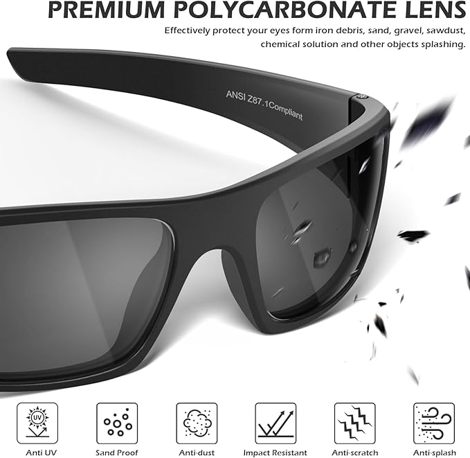 OXG Safety Glasses Protective Eyewear Men Women, ANSI Z87.1 Work Glasses Scratch Impact Resistant for Industrial Shooting