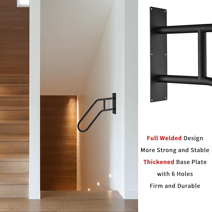 Handrails for Outdoor Steps,Stair Railing Indoor1-3 Step,Porch Railing & Deck Hand Rail Wall MountStair Hand Grab Bars,U-Shaped Safety Handrails