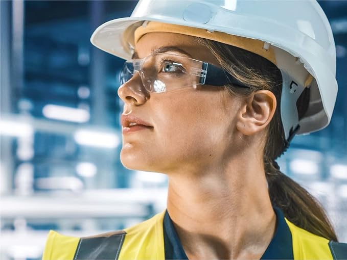 amoolo Safety Glasses for Men Bulk of 24, Protective Eyewear for Men Women, ANSI Z87.1 Impact Resistant Eye Protection for Work, Lab, Construction